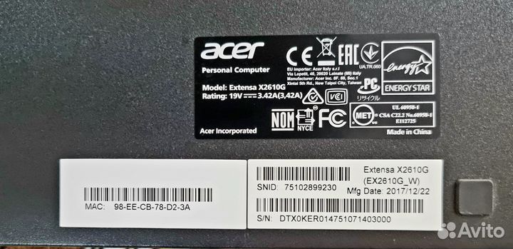 Компьютер Acer X2610G с видеокартой nvidia 1030