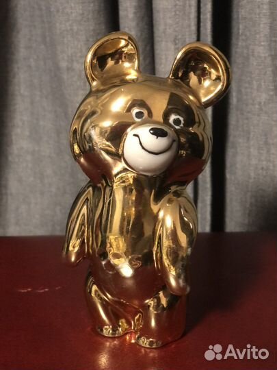 Олимпийский мишка Дулёво фарфор золото 1980