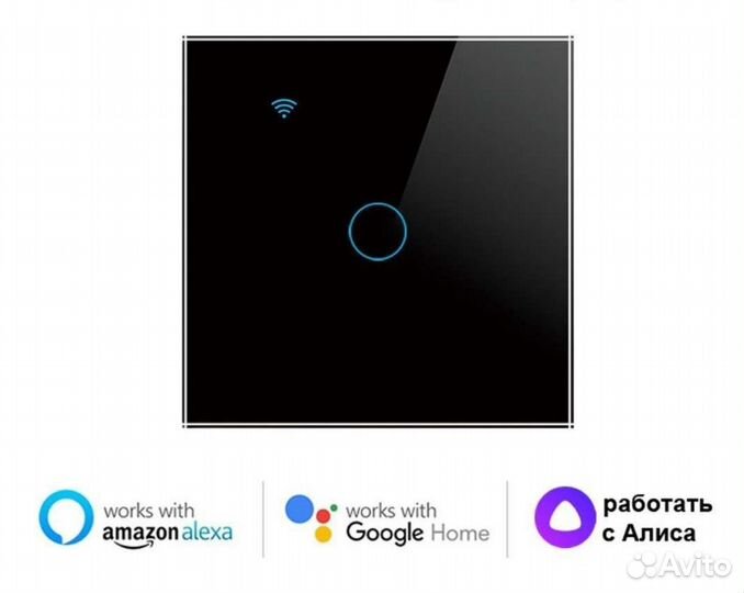 Чёрный Сенсорный выключатель с Wi-Fi