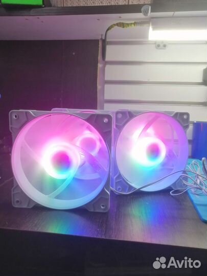 Кулер для пк, кулер в корпус белый RGB 4 шт. Новые