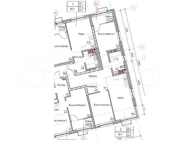 2-к. квартира, 66,7 м², 7/27 эт.