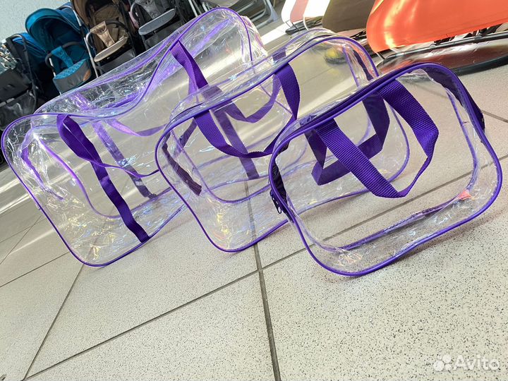 Комплект прозрачных сумок в роддом (3 шт.)