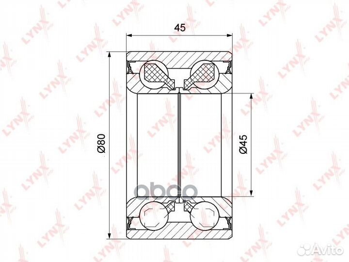Подшипник ступицы передний 45x45x80 WB-1148 LYN