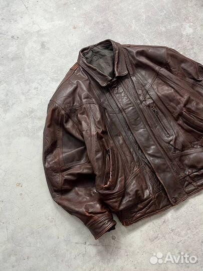 Винтажный кожаный бомбер куртка Diesel Avirex 90