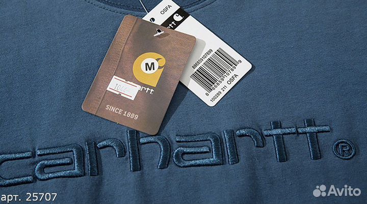 Футболка Carhartt no logo oversize синяя