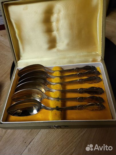 Ложки чайные Роза и Пламя, вилка рыбная