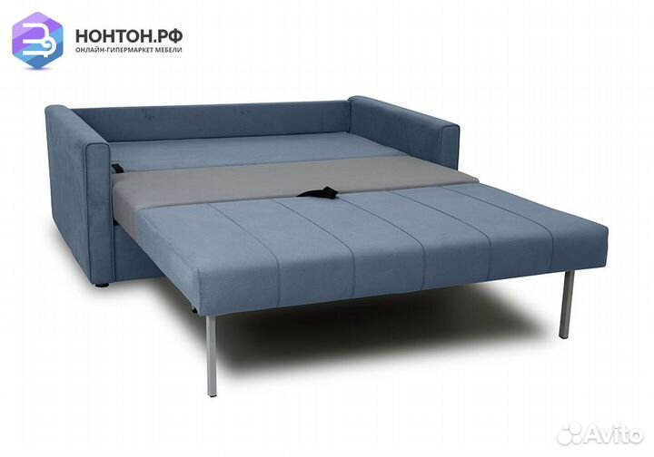 Диван еврокнижка Лео серо-синий