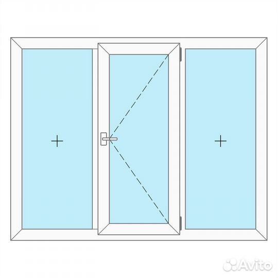 Окно пвх 3х камерное 2100х1400 одностворчатое