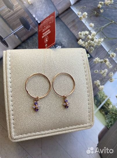 Золотые серьги 585 новые
