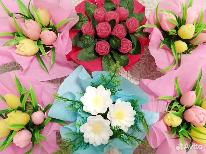 Бюджетные букеты из мыла. На 8 Марта. Разные