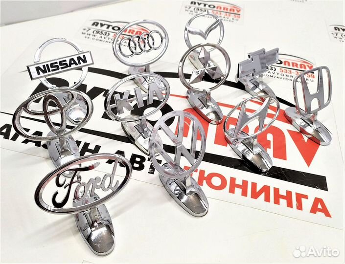 Прицел на капот с логотипом автомобиля