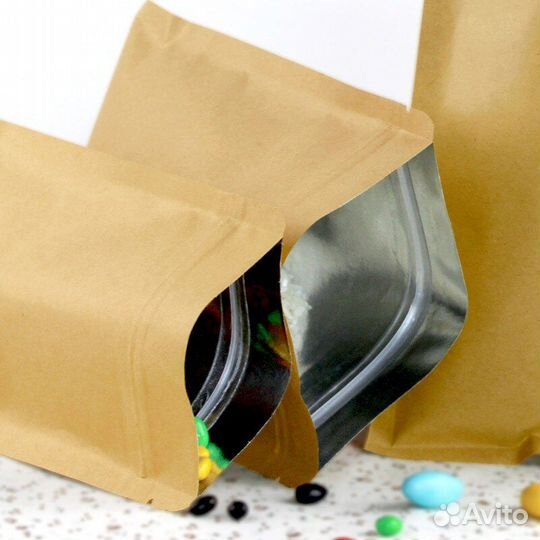 Крафт пакеты с зип-лок фольгированные