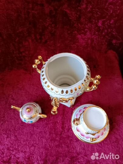 Самовар розовая гжель фарфор