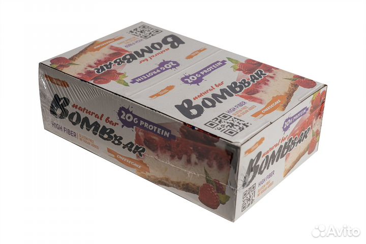 Протеиновый батончик Bombbar, малиновый чизкейк, 6