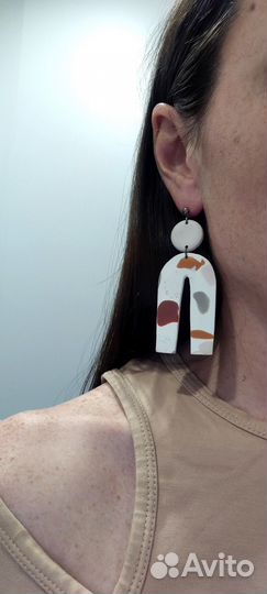 Бижутерия серьги бохо из полимерной глины