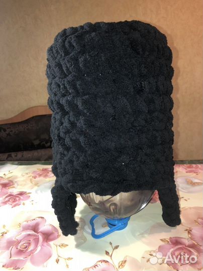 Шапка ушанка из Ализе пуффи