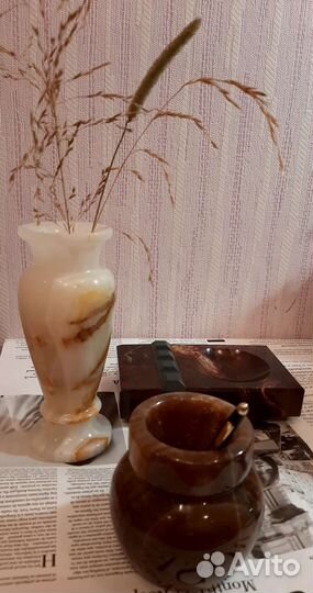 Вазы оникс винтажные, пепельница яшма из СССР