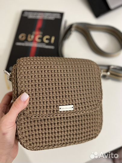 Сумка вязанная через плечо