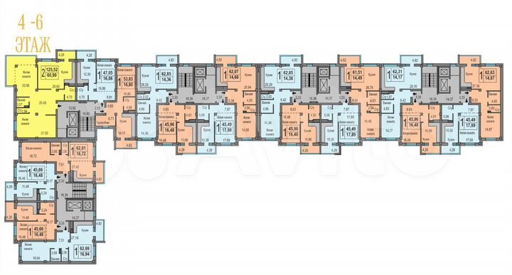 1-к. квартира, 45,5 м², 4/8 эт.