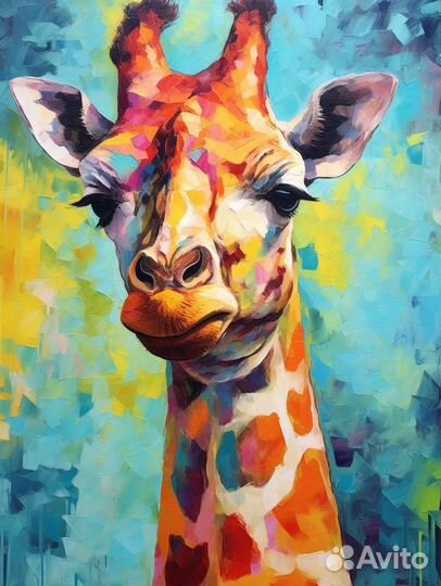 Современная картина маслом жираф