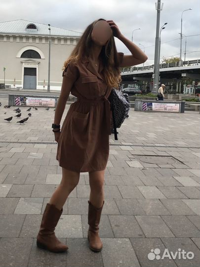 Платье с карманами и поясом