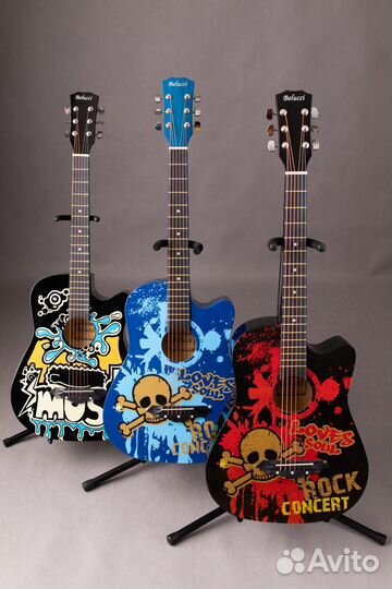 Новые акустические гитары с принтом