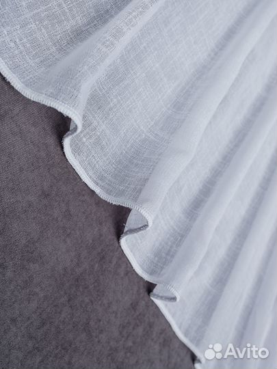 Готовый тюль лен фэнтези белый, кремовый