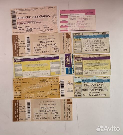 Винтажные Билеты на концерты легенд рока