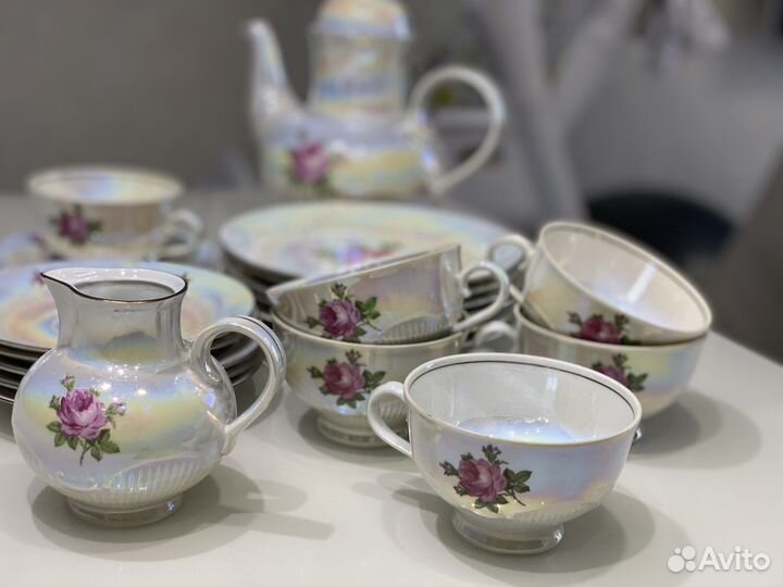 Набор чайной посуды. Сервиз «Роза». гдр