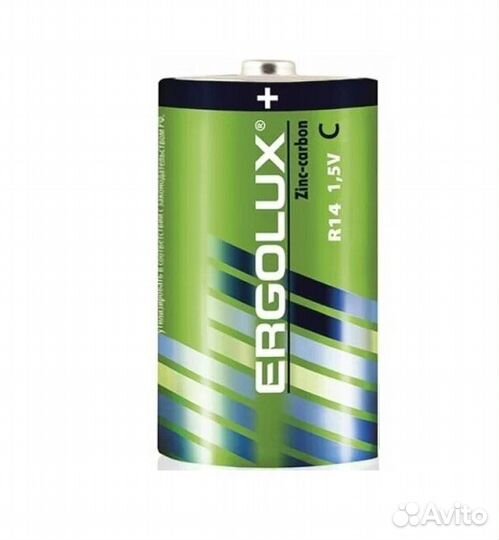 Элемент питания батарейки солевые R14 Ergolux С