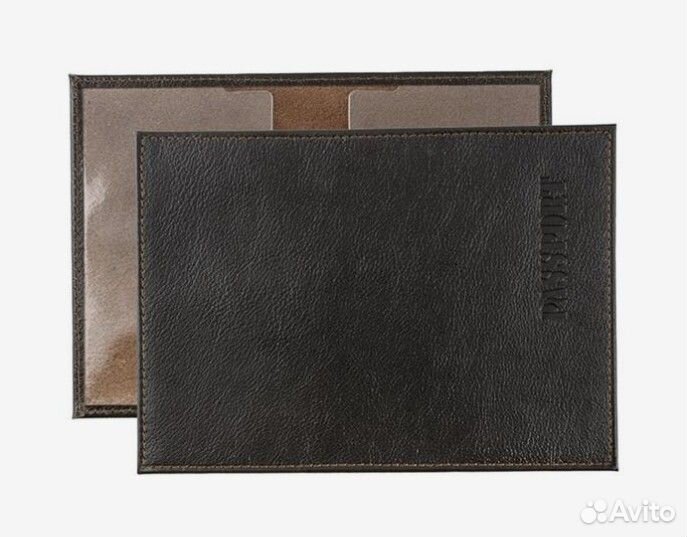 Обложка для паспорта кожа т/коричневый Россия