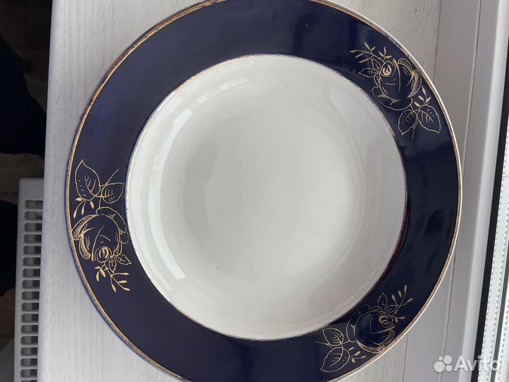 Тарелки дулево кобальт золото