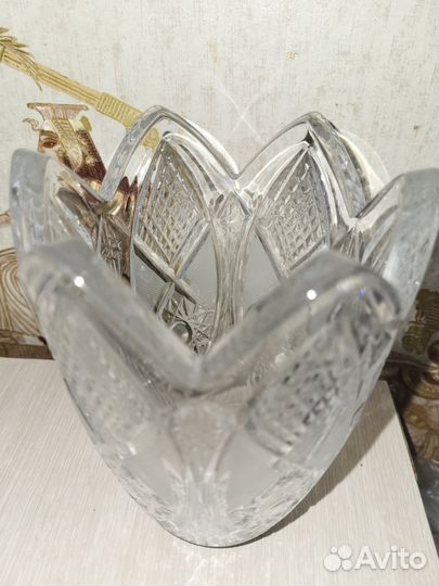 Хрустальная ваза СССР тюльпан винтаж