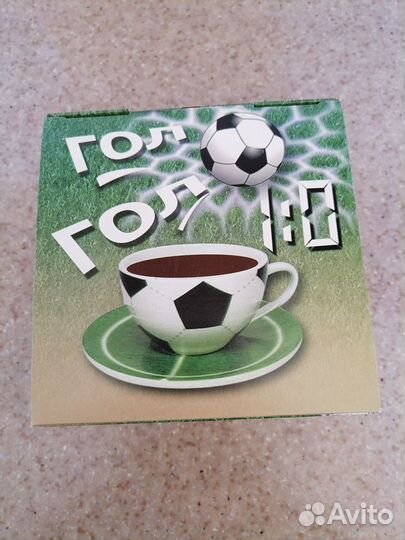 Чайная пара 400 мл (чашка +блюдце). Футбол. Новое