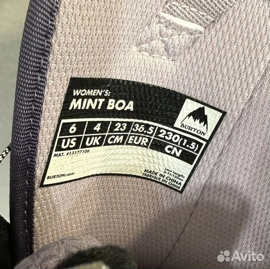 Сноубордические ботинки burton mint boa 36.5