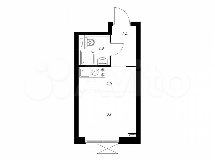 Квартира-студия, 19,8 м², 31/33 эт.