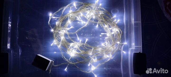 Гирлянда светодиодная холодный белый 8м