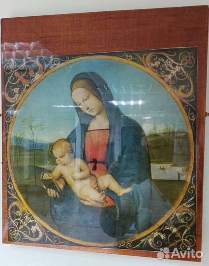 Картина СССР Дева Мария с ребенком ручная работа