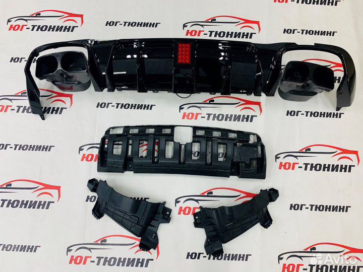 Диффузор с насадками Brabus Черный на E-Class 213