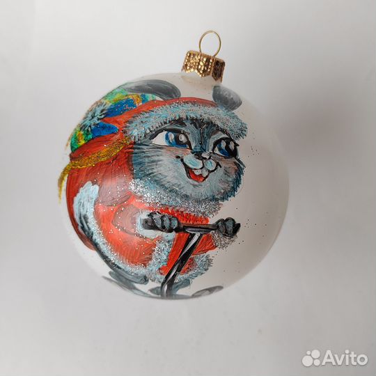 Ёлочная игрушка Стекло Символ года Зайчик