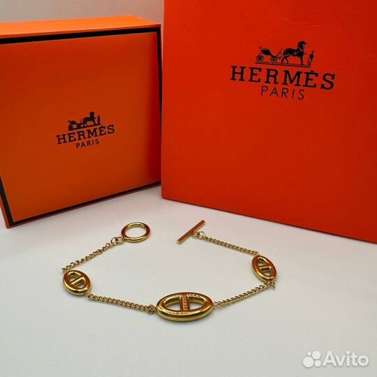 Браслет hermes золото(премиум)