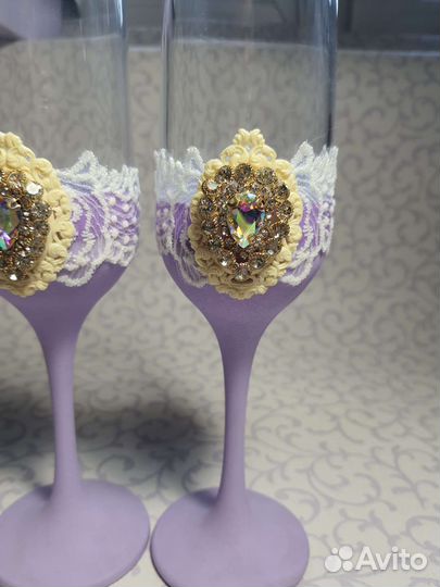 Свадебные бокалы ручной работы