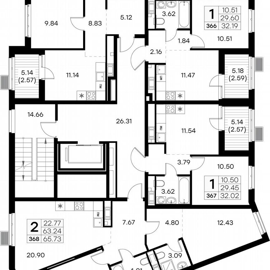 3-к. квартира, 77,9 м², 9/9 эт.