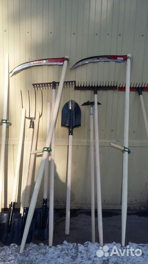 Коса в сборе, тяпка, грабли, лопата, подкосок