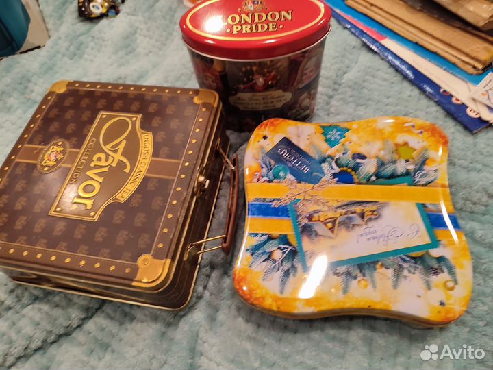 Жестяные коробки банки от чая не СССР - 3 шт