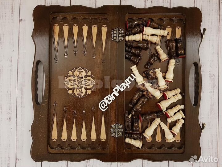 Шахматы, нарды, шашки (3 в 1) резные Кайзер 5025