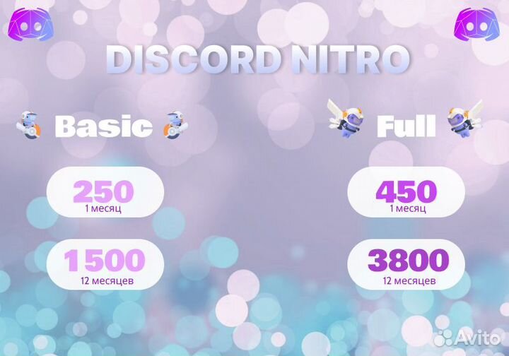 Discord Nitro Дискорд Нитро 1/12 мес Basic/Full