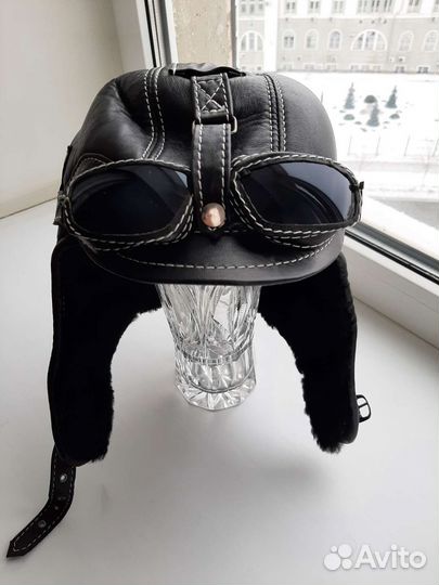 Шапка новая стилизованная кожа и овчина
