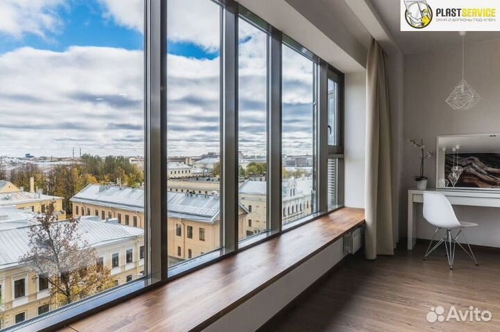 Алюминиевые окна, остекление теплый профиль