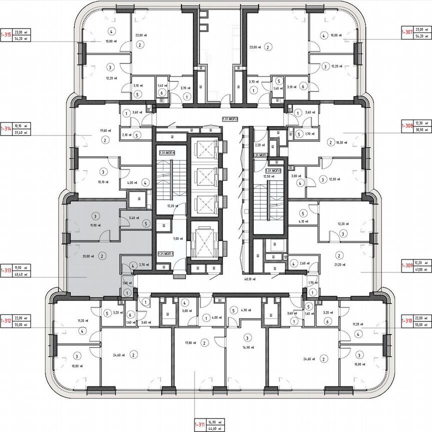1-к. квартира, 39,8 м², 34/53 эт.